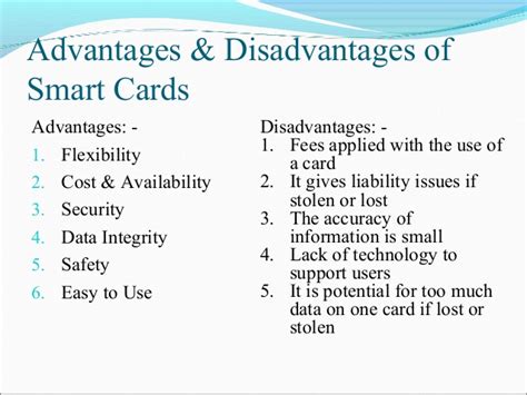 advantages and disadvantages of smart card technology in cyber security|Top 3 advantages of smart cards .